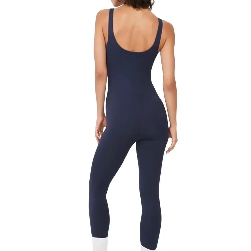 Aerie Offline Legging Jumpsuit Real Me Low‎ Key Womens Size XL Blue Shelf Bra